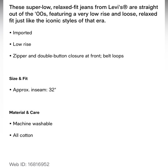 Classic Levis Super-Low wide-leg Jeans 30 - Picture 9 of 10